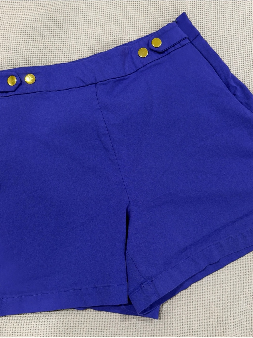 INC International Concepts Cobalt High-Waist Shorts with Gold Buttons